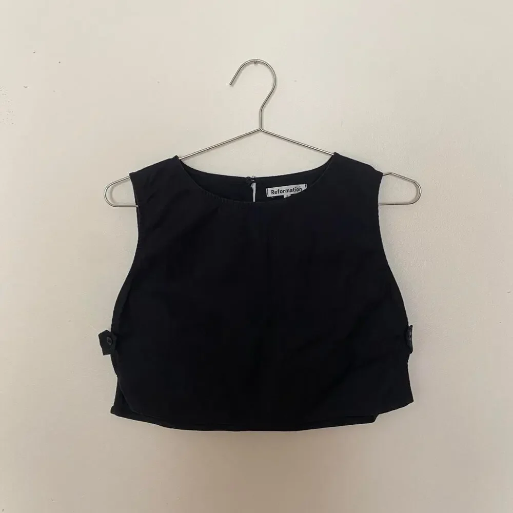 Reformation Black Cropped Tank Top Women's 6 - Picture 1 of 6